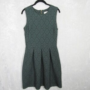 Trucco Dress Womens EU 40 Small Sleeveless Fit and Flare Green Pattern Zipper